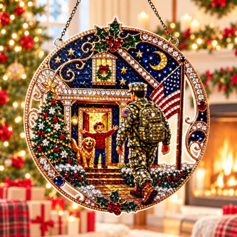 Tree Protection Flagging DIY Christmas Diamond Painting Kit, Reindeer Rhinestone Suncatcher ...
