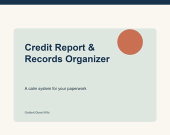 Credit Report Organizer Printable | Personal Records & Correspondence Tracker | Financial Paperwork Planner