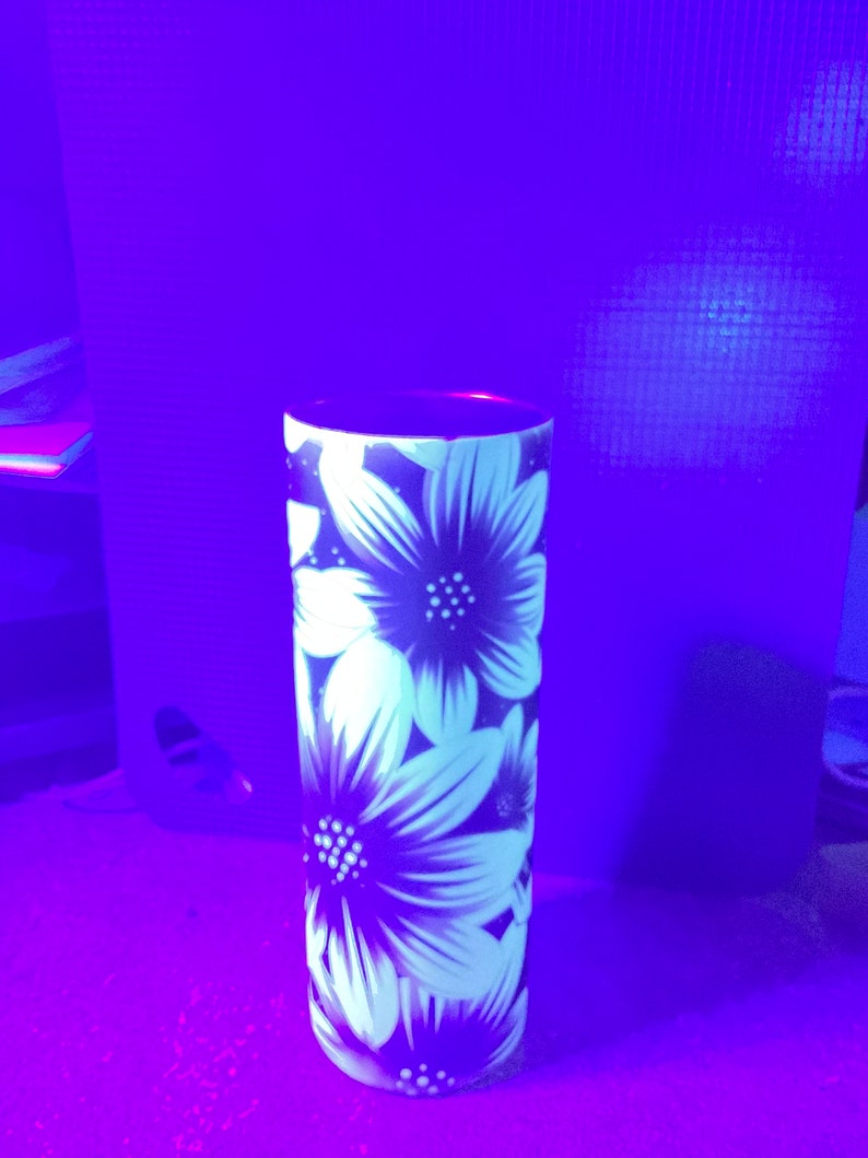 Glow in the Dark Decorated 20 ounce tumbler with straw image 4