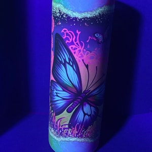 Glow in the Dark Decorated 20 ounce tumbler with straw image 1