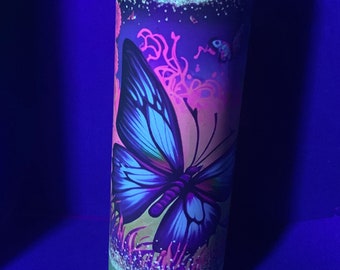 Glow in the Dark - Decorated 20 ounce tumbler with straw