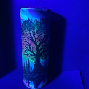 Glow in the Dark Decorated 20 ounce tumbler with straw image 3