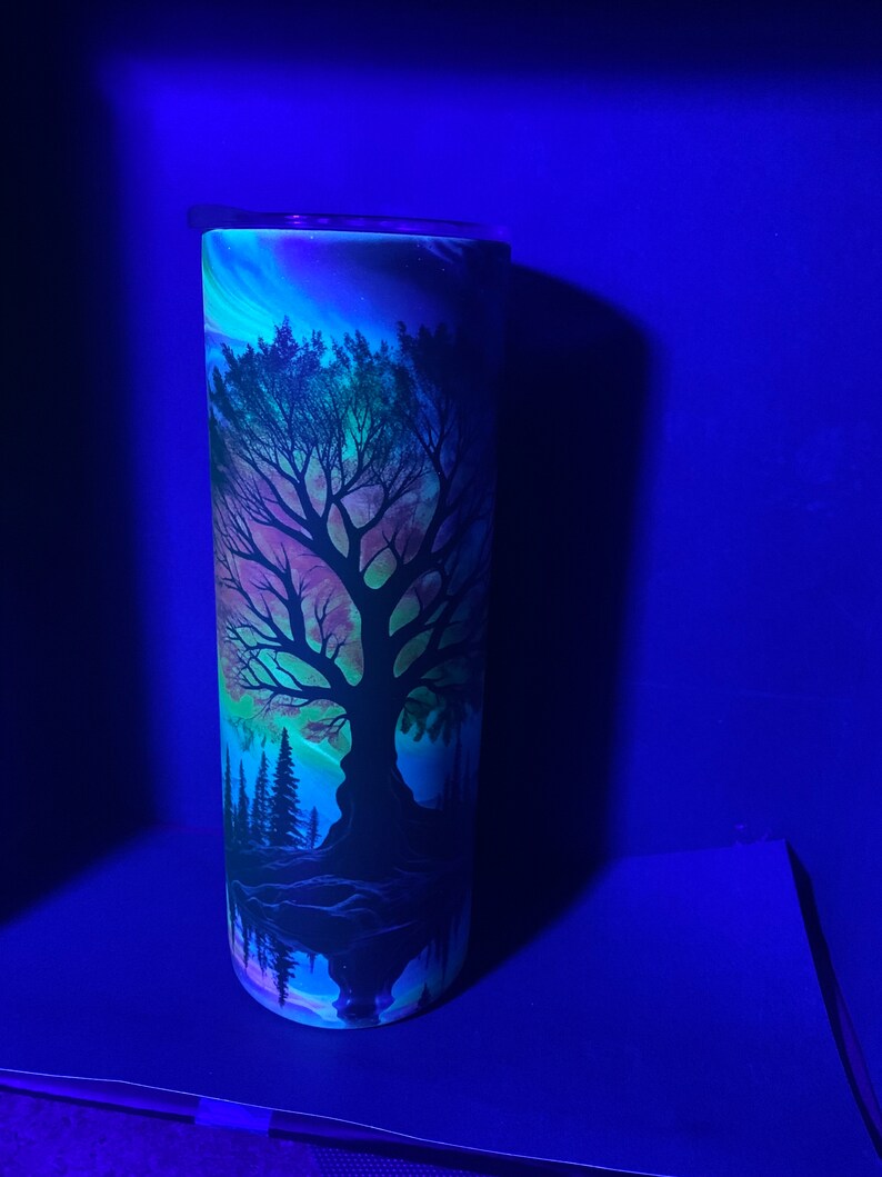 Glow in the Dark Decorated 20 ounce tumbler with straw image 3