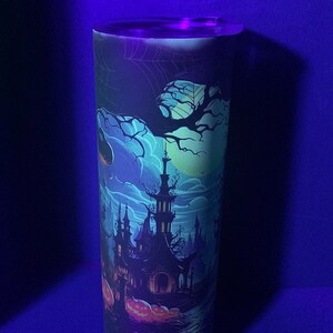 Glow in the Dark Decorated 20 ounce tumbler with straw image 2