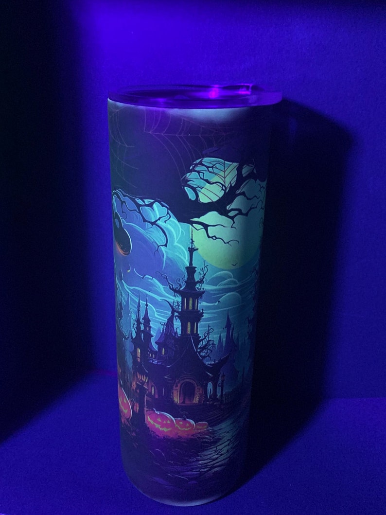 Glow in the Dark Decorated 20 ounce tumbler with straw image 2