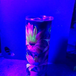 Glow in the Dark Decorated 20 ounce tumbler with straw image 5