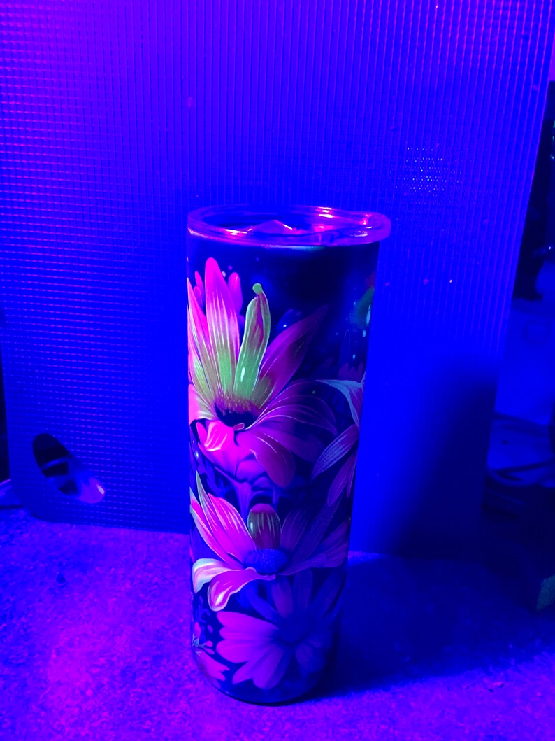 Glow in the Dark Decorated 20 ounce tumbler with straw image 5