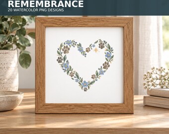 Aquarell-Clipart-Bundle zum Thema Haustiergedenkkunst, PNG-Dateien zum Gedenken an Hunde und Katzen (Digitaler Download)