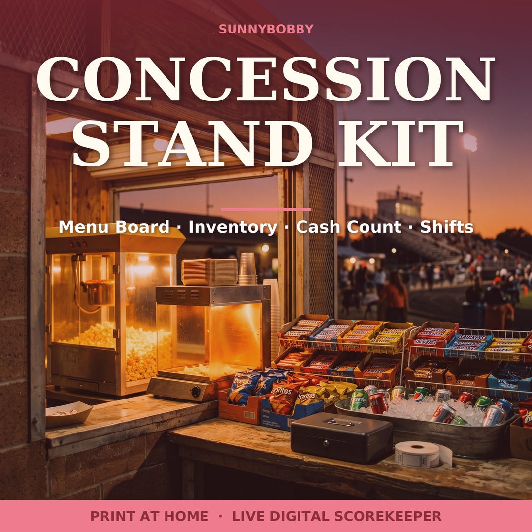 Concession Stand Printable Kit | Booster Club Menu Board, Inventory ...