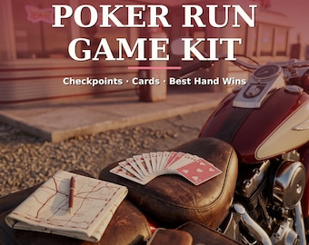 Poker Run Game Kit Printable | Checkpoint Signs, Hand Ranking Poster, Player Run Sheets + Digital Scorekeeper | Motorcycle Pub Crawl
