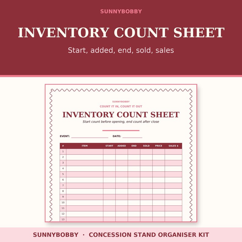 Concession Stand Printable Kit | Booster Club Menu Board, Inventory ...