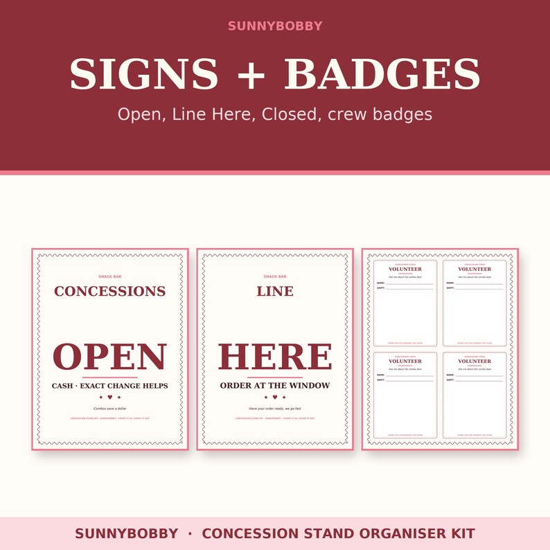 Concession Stand Printable Kit | Booster Club Menu Board, Inventory ...