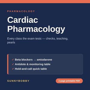 Resumo de Farmacologia Cardíaca para Estudantes de Enfermagem | Guia de Estudo de Medicamentos Cardíacos para o NCLEX | Anotações de Farmacologia | PDF para Download Digital e Impressão