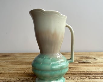 Vintage Wade Heath Green Ceramic Pitcher, 1930s Art Deco Flower Vase, Pastel Cottagecore Mantel Decor, Editorial Styling Prop