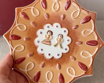 Villeroy & Boch Ginger Fancy Star Canapé Plate – with Box, Christmas Gingerbread Tableware