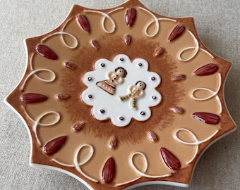 Villeroy & Boch Ginger Fancy Star Canapé Plate – with Box, Christmas Gingerbread Tableware