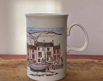 Dunoon Scotland Coastal Cottage Mug, Retro Scottish Pottery, Pastel Fishing Village Coffee Cup, Cottagecore Kitchenware