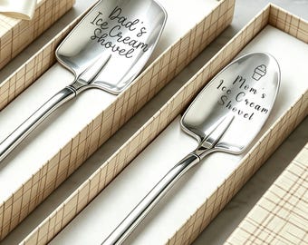 Colher de sorvete personalizada com gravação, colher de sobremesa com nome personalizado, presente de Natal para pai, avô, mãe, avó e crianças.