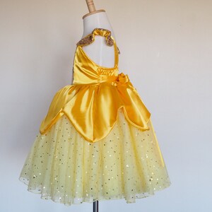 Girls Princess Belle Dress Gold Sequin Tutu Yellow Beauty and - Etsy