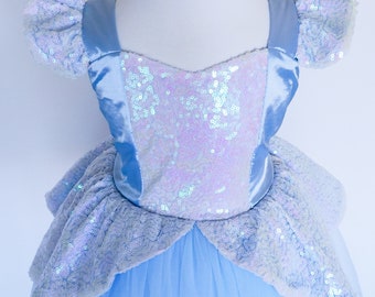 girls Cinderella dress princess costume tutu toddler baby birthday party dress sparkle sequins tulle