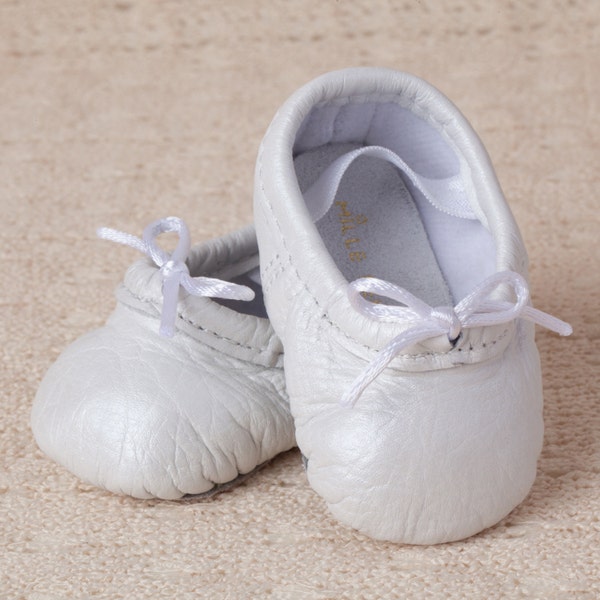 Baby Ballet Slippers - Pearl White - premie newborn toddler ballet slippers moccasins