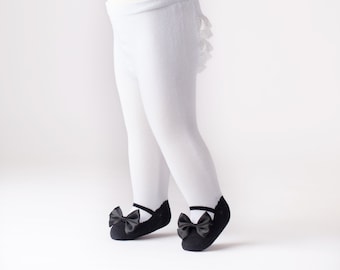 Ruffle Bum Baby tights with Mary Jane Bow Shoes - Black