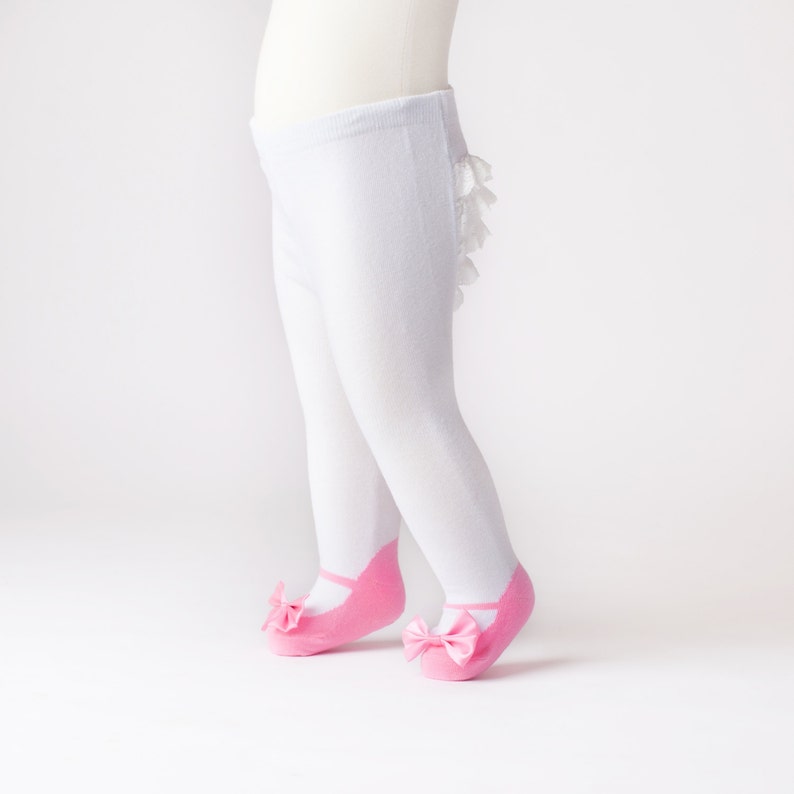 Baby Girl Ruffle Tights With Shoes and Bow Pink Etsy