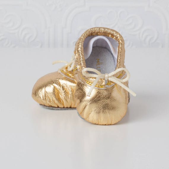 gold newborn shoes