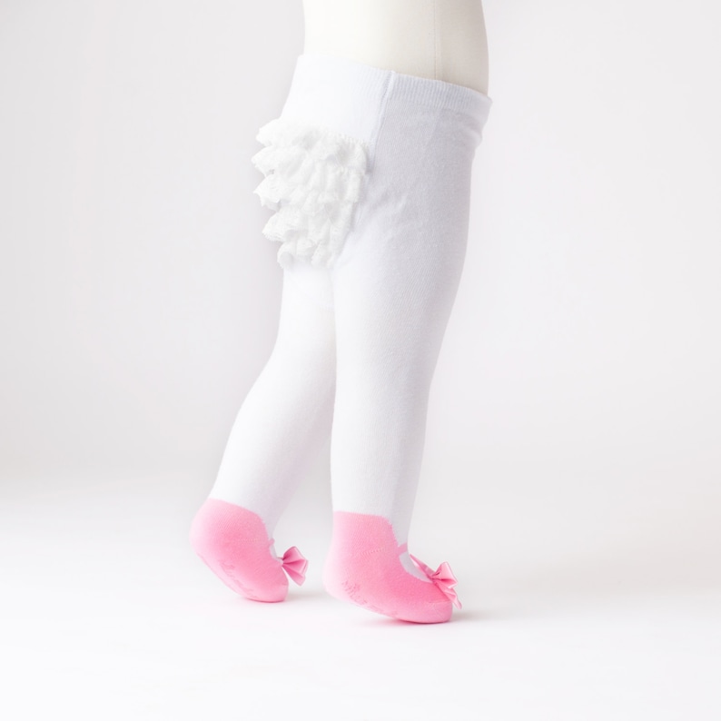 Baby Girl Ruffle Tights With Shoes and Bow Pink Etsy