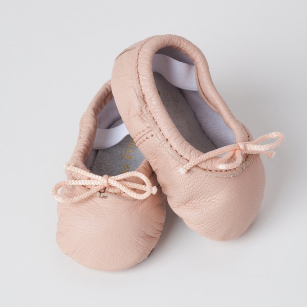 Baby Ballet Slippers - Pink - Girls Pink premie newborn toddler ballet slippers Infant moccasin shoes walker shoes