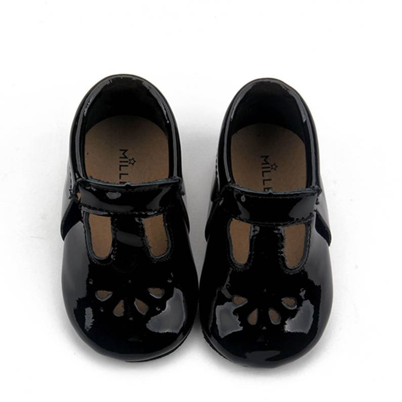 Baby Mary Jane tbar shoes vintage style black patent Etsy