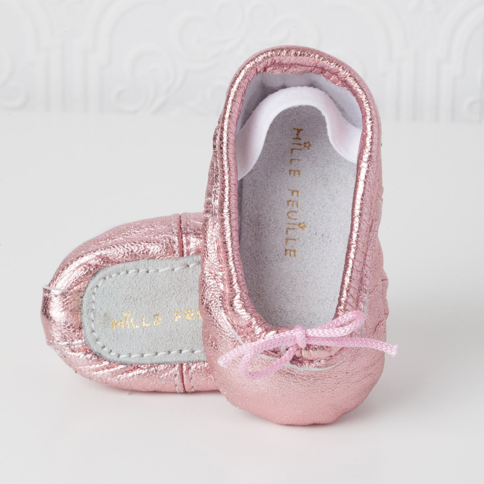 baby ballet slippers - metallic pink- premie newborn toddler ballet slippers moccasins
