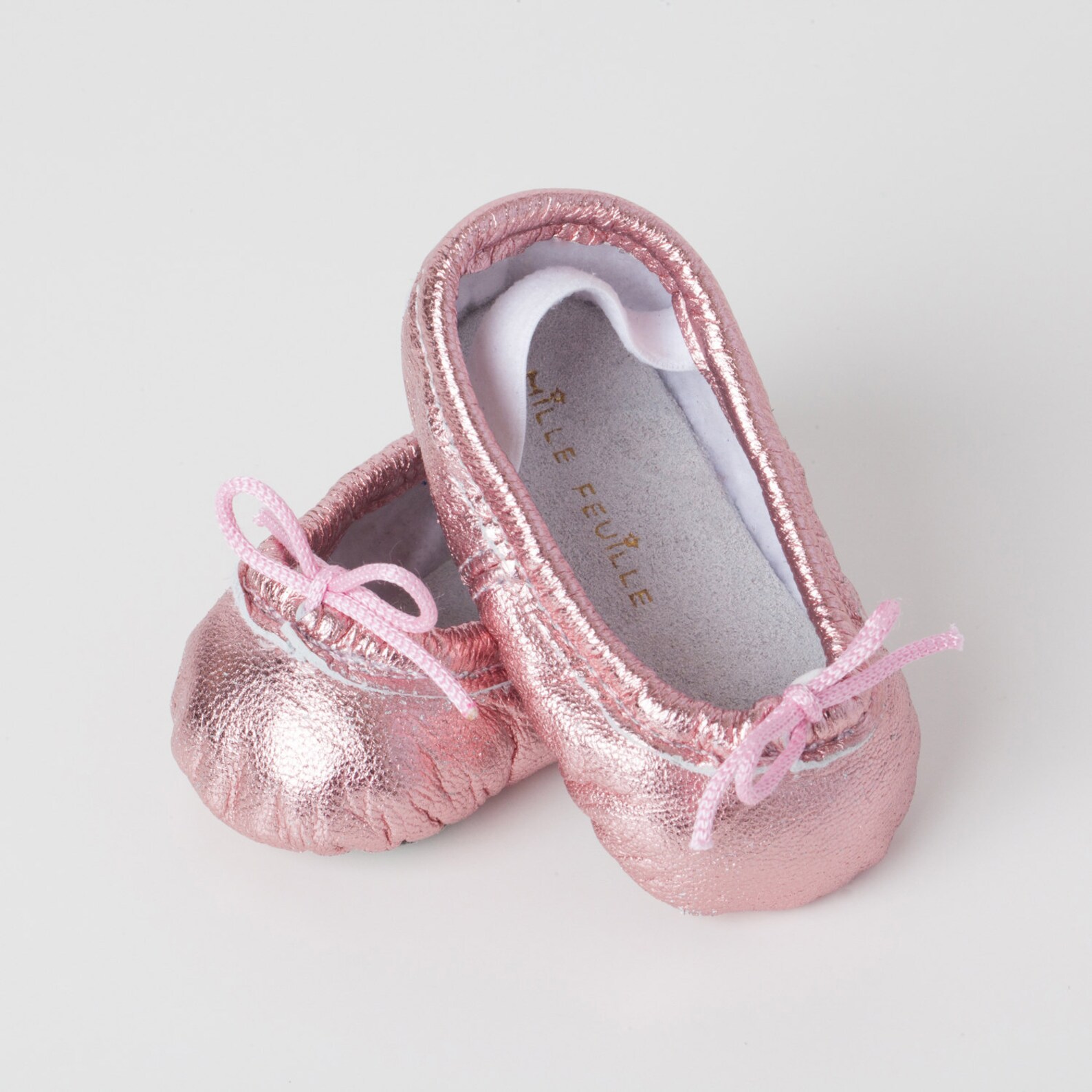 baby ballet slippers - metallic pink- premie newborn toddler ballet slippers moccasins