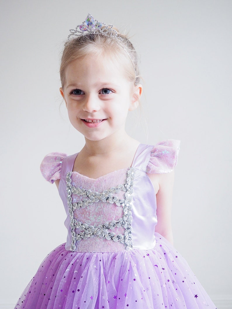 Halloween Costume Girls Rapunzel Dress Purple Pink Sequin Etsy