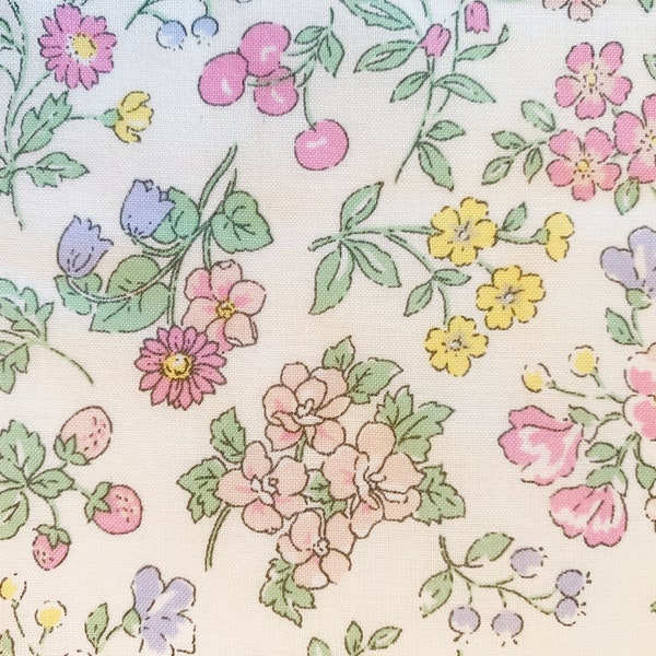 Vintage style colorful multi floral fabric by Lecien fabrics by the yard Liberty style dress making quilting