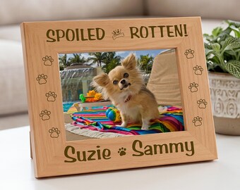 Custom Dog Name Frame, Personalized Pet Lover Gift, Engraved Wooden Photo Display,