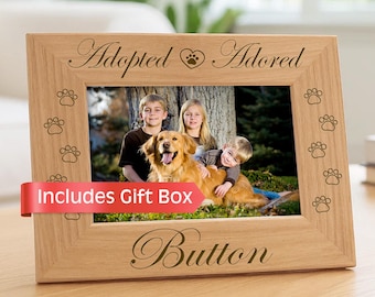 Personalized Dog Picture Frame, Custom Adoption Pet Photo Display, Puppy Rescue Gifts