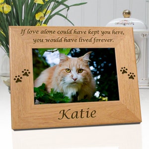 Cat Memorial Frame - If Love Alone - Personalized With Name and Cat Paw Prints - Free Sympathy Card & Fast Shipping