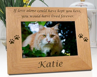 Cat Memorial Frame - If Love Alone - Personalized With Name and Cat Paw Prints - Free Sympathy Card & Fast Shipping