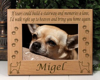 FREE SHIPPING - Chihuahua If Tears Poem Dog Memorial Frame