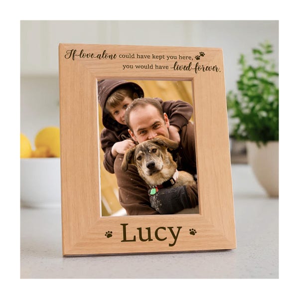 Porta-retratos memorial para cães. Frase inspiradora: "Se o amor for o único motivo para homenagear seu cão". Presente perfeito para pais e mães de cachorro. Ideal para quem ama animais de estimação.