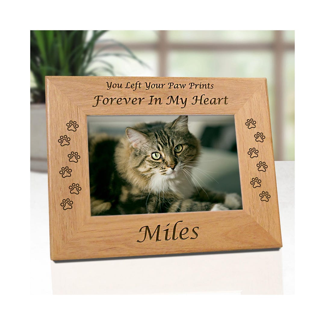 Custom Cat Memorial Photo Frame - Personalized Pet Loss Remembrance ...