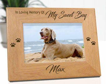 5x7 Dog Loss Gift. My Sweet Boy or Our Sweet Boy Dog Memorial Quote. Personalized Pet Grief Photo Frame. Dog Lovers Gift Family and Friends.