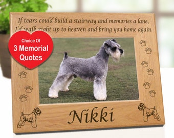 5x7 Mini Schnauzer Picture Frame. Dog Breed Art Frame Choice Of 3 Remembrance Quotes. Pet Lovers Gift Idea for Miniature Schnauzer Mom.