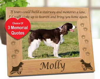 5x7 English Springer Spaniel Dog Frame. Dog Breed Memorial Gift 3 Remembrance Quotes. Pet Memorial Photo Frame. Pet Gift Dog Mom and Dog Dad