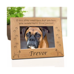 Marco conmemorativo de la raza de perro bóxer, poema "Si lloras", frase "Gracias por todo" y "Si te encanta", regalo para mamá bóxer, marcos para el mejor amigo de papá bóxer