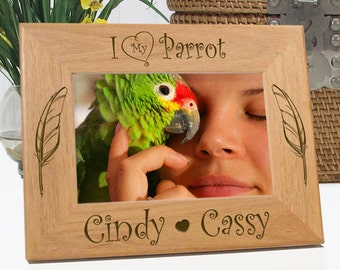 5x7 I Love My Parrot Bird Photo Frame, Personalized Bird Lover Gift, Birthday Gift for Bird Mom, Bird Dad, Parrot Gift Idea for Kids