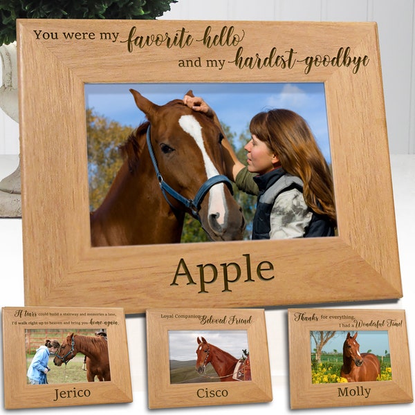 5x7 Personalized Memorial Frames For Horses, Choice of 6 Loving Sentiments, Perfect Horse Lover Gift, Sympathy Card