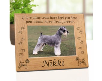 Miniature Schnauzer Memorial Frame, Mini Schnauzer Dog Art Design with Choice of 3 Remembrance Quotes. Gift Idea for Schnauzer Pet Lovers.
