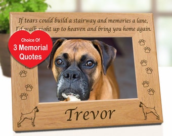 Boxer - Dog Memorial Frame - If Tears Could Build A Stairway Poem - Dog Paws